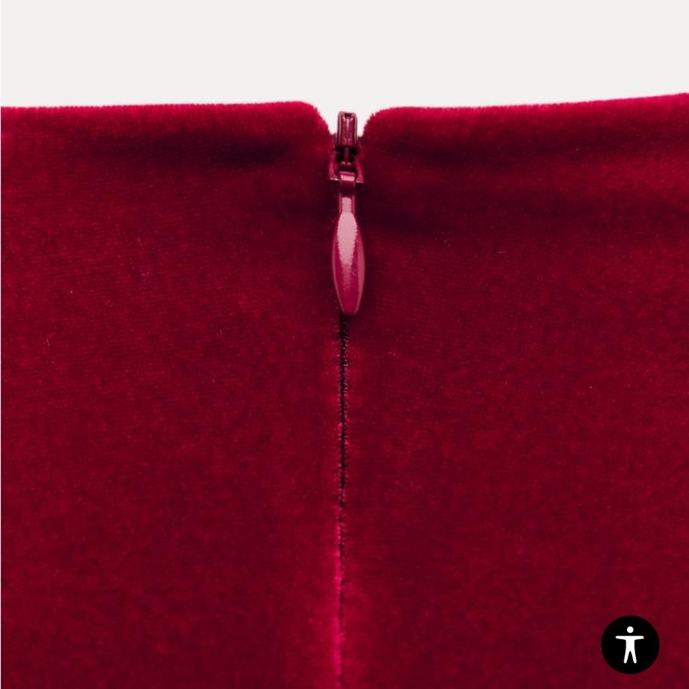 Zara NWT red velvet shoulder pad mini dress 0036/185 - Picture 10 of 14